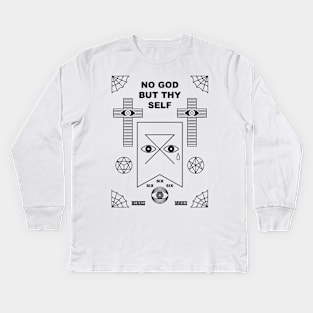 No God But Thyself on White Kids Long Sleeve T-Shirt